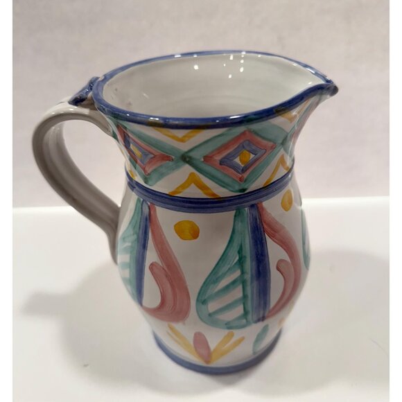 Majolica Pitcher Vase  | Made In Italy Italian | Hand Painted Paster CBB Pottery - Picture 5 of 9